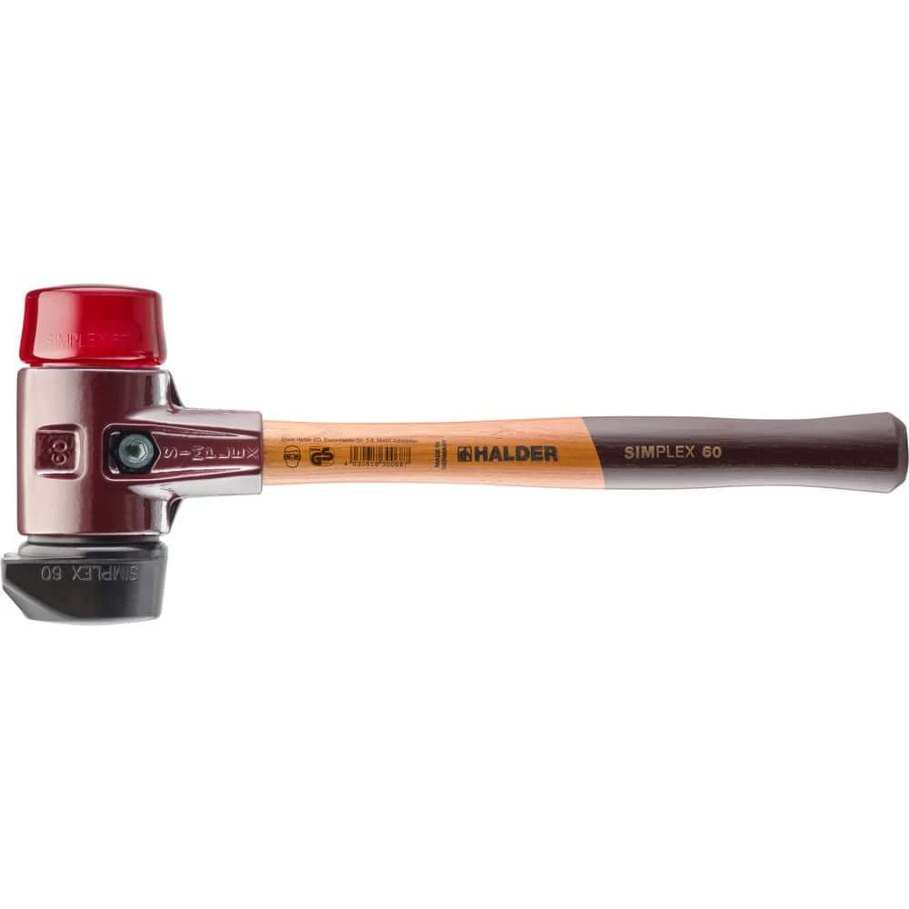 Halder 3.5 lbs. Simplex 60 Mallet with Red Plastic, STAND-UP Black Rubber Inserts 1 Halder 3.5 lbs. Simplex 60 Mallet with Red Plastic, STAND-UP Black Rubber Inserts