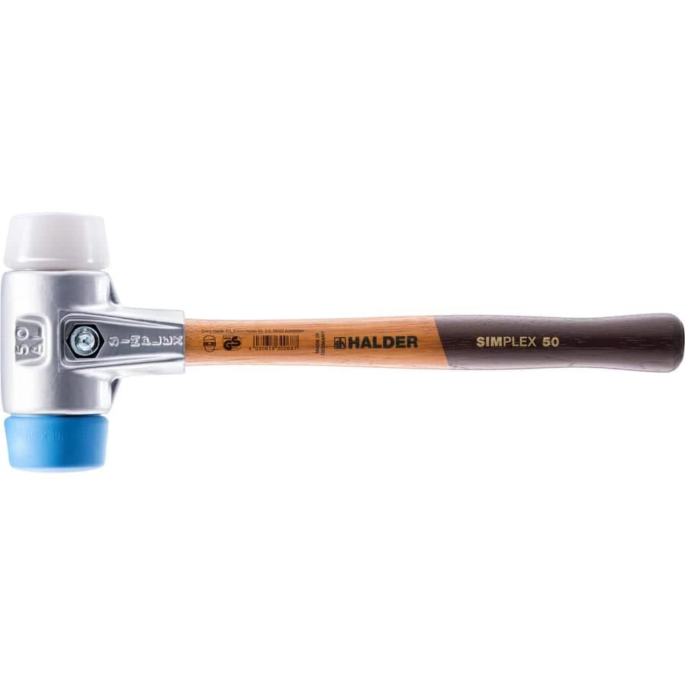 Halder 23 oz. Simplex 50 Mallet, Aluminum Housing with Soft Blue Rubber (Non-Marring) and Superplastic Inserts 1 Halder 23 oz. Simplex 50 Mallet, Aluminum Housing with Soft Blue Rubber (Non-Marring) and Superplastic Inserts
